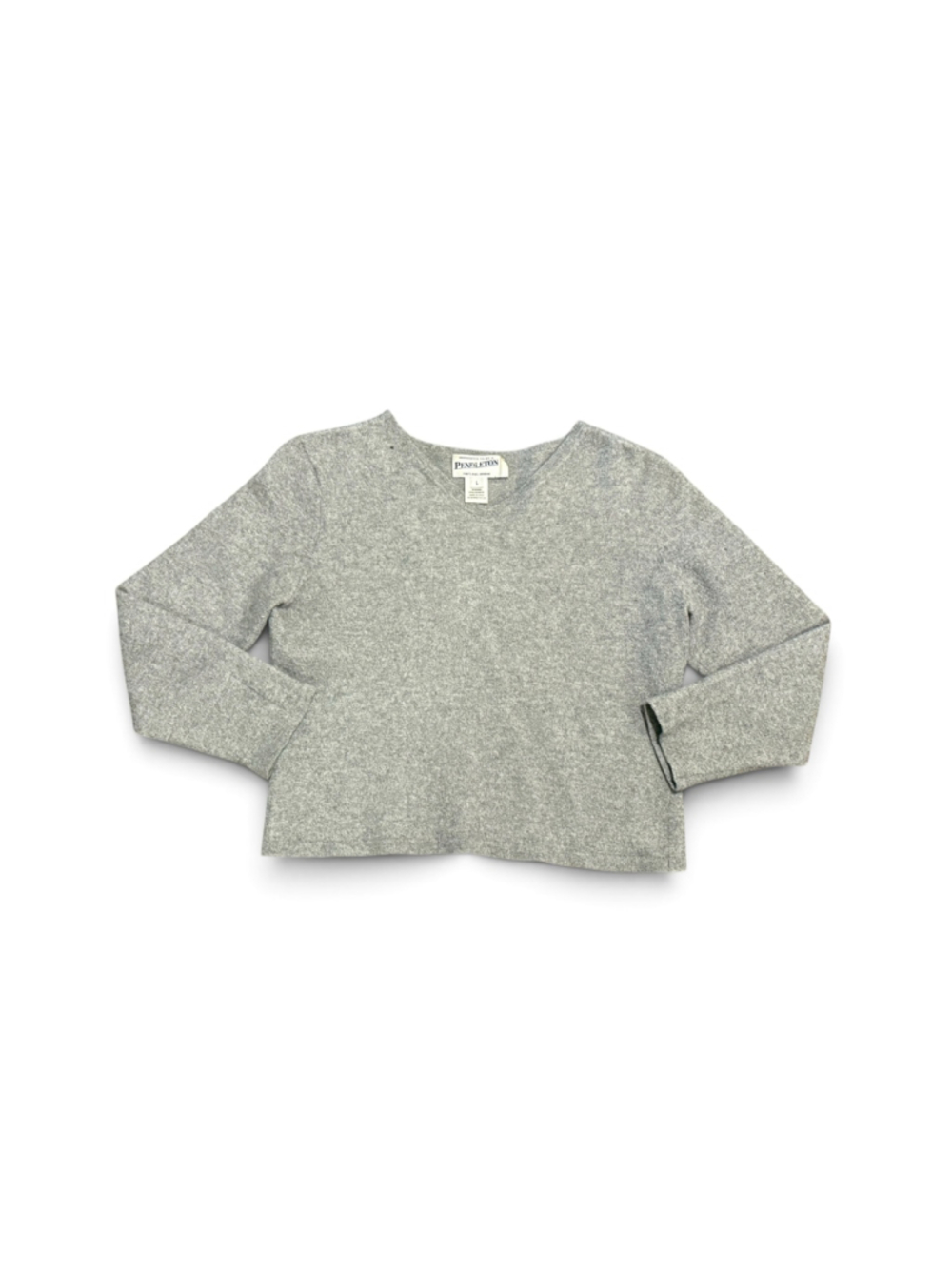 Vintage 90s Pendleton Women L Gray 100% Cashmere Cropped Crewneck Sweater USA - Picture 2 of 6